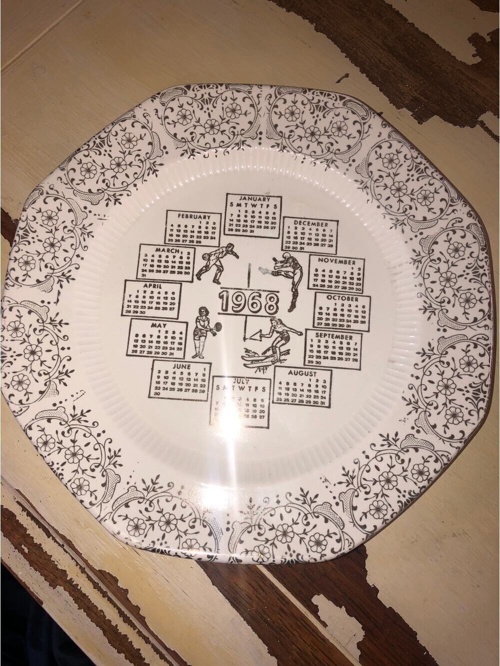 Revere Vintage 1968 Stone Ware Plate with Calendar Months